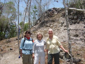 About to climb Nakbe pyramid
