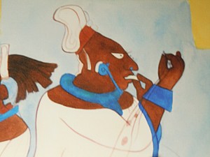 Royal Woman Wearing Maya Blue Adornments Bonampak Murals