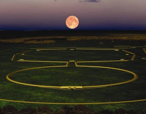 Moon rising above Hopewell site